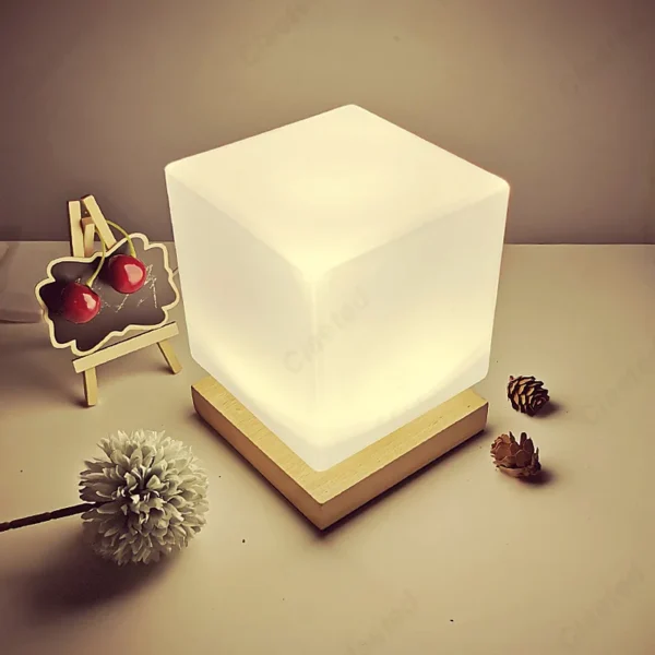 Creative LED Solid Wood Decoration USB Night Light Study Bedroom Bedside Atmosphere Decoration Lighting Fixtures